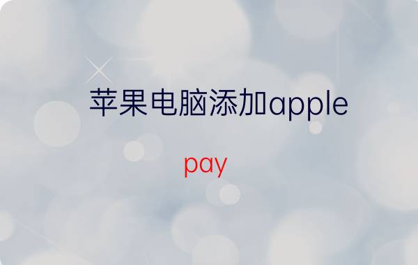 苹果电脑添加apple pay applepay怎么添加到辅助触控里面？